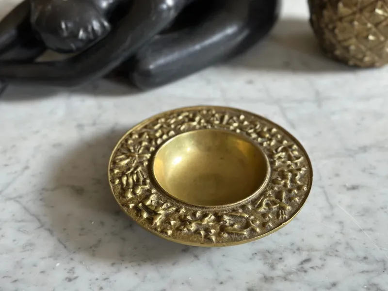 Pamono Vintage Mid-Century Danish Brass Zodiac Bowl from Nordisk Malm, 1950s> Bowls