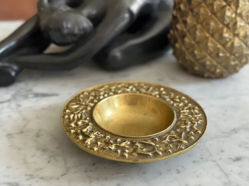Pamono Vintage Mid-Century Danish Brass Zodiac Bowl from Nordisk Malm, 1950s> Bowls