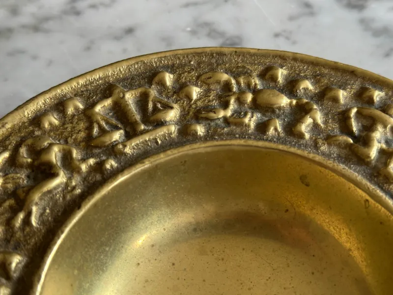 Pamono Vintage Mid-Century Danish Brass Zodiac Bowl from Nordisk Malm, 1950s> Bowls