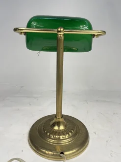 Pamono Vintage Ministerial Lamp in Brass and Green Glass, 1950s> Table Lamps