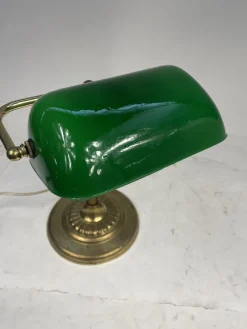Pamono Vintage Ministerial Lamp in Brass and Green Glass, 1950s><noscript><img width=