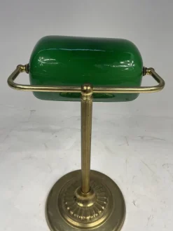 Pamono Vintage Ministerial Lamp in Brass and Green Glass, 1950s><noscript><img width=