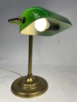 Pamono Vintage Ministerial Lamp in Brass and Green Glass, 1950s><noscript><img width=