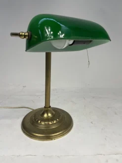 Pamono Vintage Ministerial Lamp in Brass and Green Glass, 1950s><noscript><img width=
