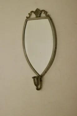 Pamono Vintage Mirror Sconces in Pewter, Set of 2><noscript><img width=