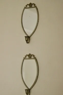 Pamono Vintage Mirror Sconces in Pewter, Set of 2><noscript><img width=