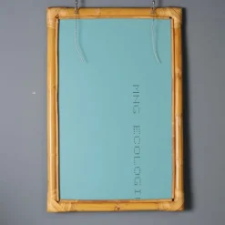 Pamono Vintage Mirror with Bamboo Wicker Frame, Italy, 1980s><noscript><img width=