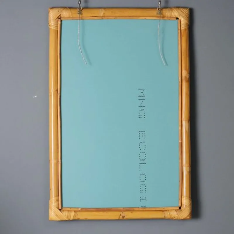 Pamono Vintage Mirror with Bamboo Wicker Frame, Italy, 1980s> Mirrors