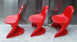 Sale Pamono Vintage Model 2000 / 0/1 Red Plastic Chairs from Casala, 1972, Set of 3