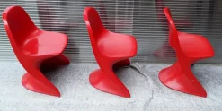 Sale Pamono Vintage Model 2000 / 0/1 Red Plastic Chairs from Casala, 1972, Set of 3