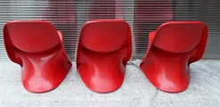 Sale Pamono Vintage Model 2000 / 0/1 Red Plastic Chairs from Casala, 1972, Set of 3