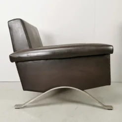Pamono Vintage Model 875 Armchair in Brown Eco-Leather from Cassina, 1960s><noscript><img width=