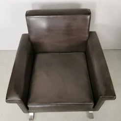 Pamono Vintage Model 875 Armchair in Brown Eco-Leather from Cassina, 1960s><noscript><img width=