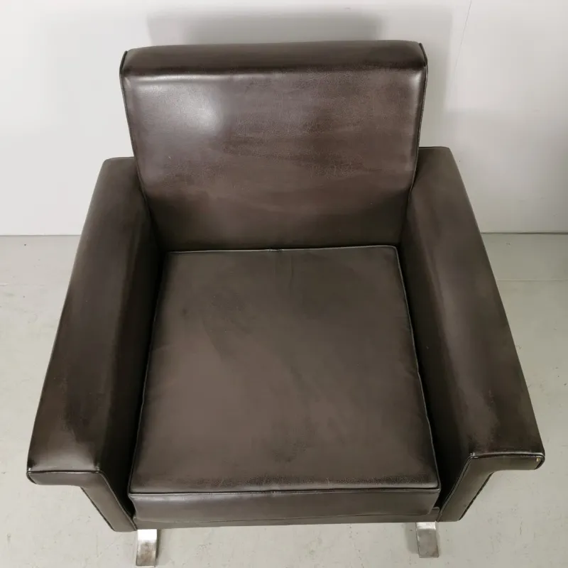 Pamono Vintage Model 875 Armchair in Brown Eco-Leather from Cassina, 1960s> Lounge Chairs & Armchairs