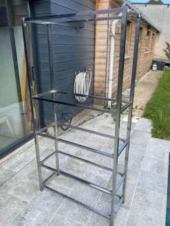 Outlet Pamono Vintage Modular Glass and Chrome Display Cabinet, 1970s