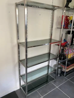 Outlet Pamono Vintage Modular Glass and Chrome Display Cabinet, 1970s