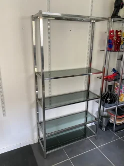 Outlet Pamono Vintage Modular Glass and Chrome Display Cabinet, 1970s