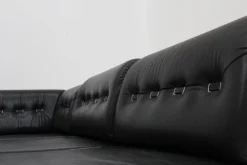 Pamono Vintage Modular Sectional Sofa in Black Leather, 1970s, Set of 6><noscript><img width=