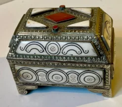 Pamono Vintage Moroccan Hand-Engraved Metal Jewelry Box, 1970s> Trunks Crates & Baskets