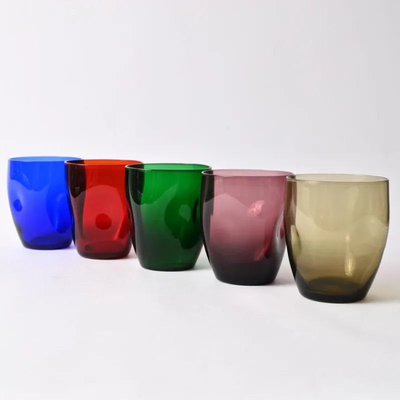 Pamono Vintage Multi Colour Tumblers from Boussu, 1960s, Set of 5> Glassware