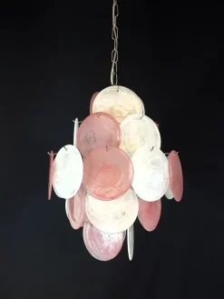 Pamono Vintage Murano Alabaster Disc Chandelier, 1968