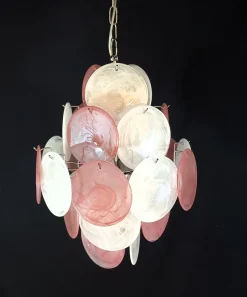 Pamono Vintage Murano Alabaster Disc Chandelier, 1968