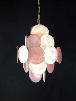 Pamono Vintage Murano Alabaster Disc Chandelier, 1968