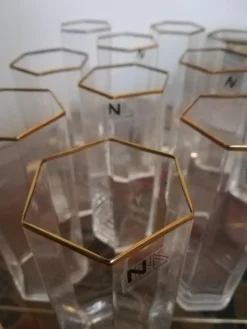 Pamono Vintage Murano Hexagonal Tumbler Glasses attributed to Nason Moretti, Italy, 1970s, Set of 12><noscript><img width=