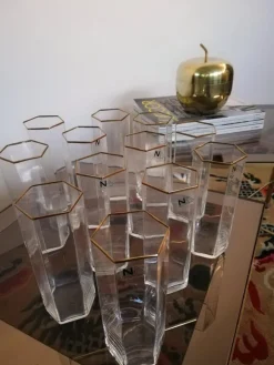 Pamono Vintage Murano Hexagonal Tumbler Glasses attributed to Nason Moretti, Italy, 1970s, Set of 12><noscript><img width=