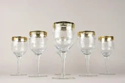 Pamono Vintage Murano Wine Glasses with Gold Rim, 1940, Set of 6><noscript><img width=