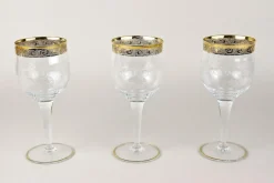 Pamono Vintage Murano Wine Glasses with Gold Rim, 1940, Set of 6><noscript><img width=