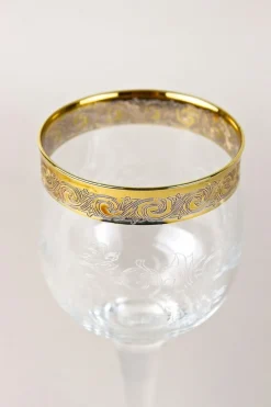 Pamono Vintage Murano Wine Glasses with Gold Rim, 1940, Set of 6><noscript><img width=