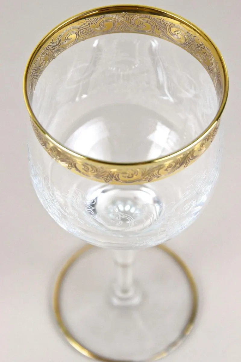 Pamono Vintage Murano Wine Glasses with Gold Rim, 1940, Set of 6> Glassware