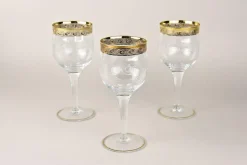 Pamono Vintage Murano Wine Glasses with Gold Rim, 1940, Set of 6><noscript><img width=