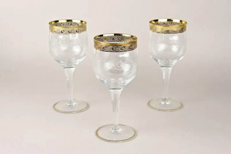 Pamono Vintage Murano Wine Glasses with Gold Rim, 1940, Set of 6> Glassware