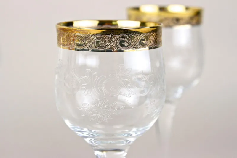 Pamono Vintage Murano Wine Glasses with Gold Rim, 1940, Set of 6> Glassware