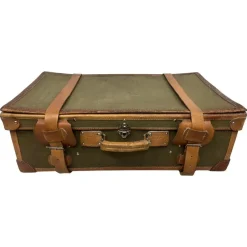 Pamono Vintage Naval Suitcase in Leather, 1930s> Trunks Crates & Baskets