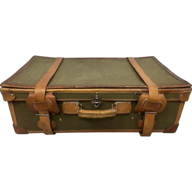 Pamono Vintage Naval Suitcase in Leather, 1930s> Trunks Crates & Baskets
