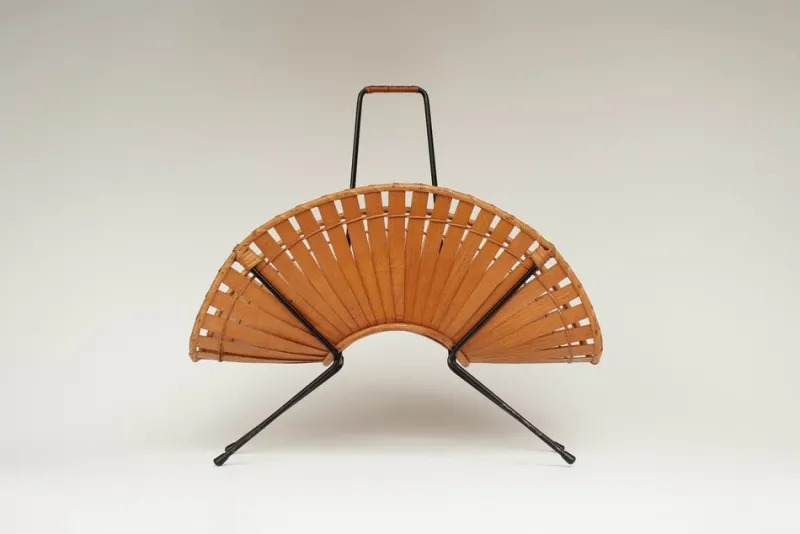 Pamono Vintage Newspaper Rack in Wood and Wire, 1950s> Magazine Racks