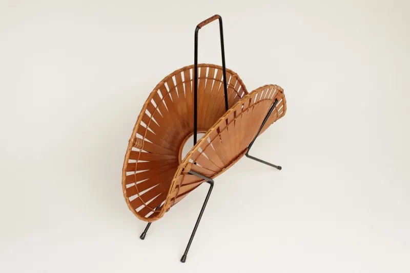 Pamono Vintage Newspaper Rack in Wood and Wire, 1950s> Magazine Racks