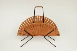 Pamono Vintage Newspaper Rack in Wood and Wire, 1950s><noscript><img width=