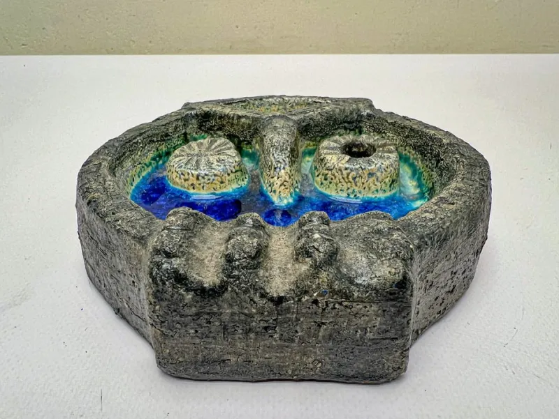 Sale Pamono Vintage Norwegian Crackled Enamel and Ceramic Owl Wall Sculpture, 1970s
