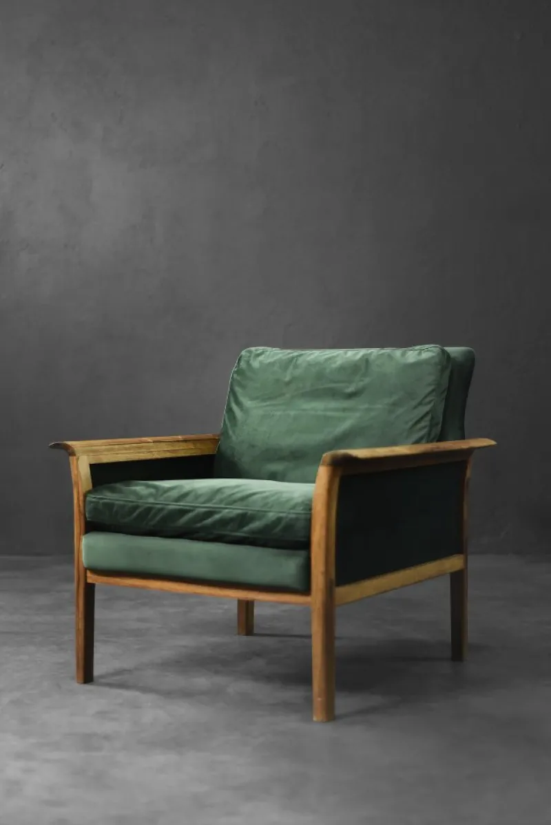 New Pamono Vintage Norwegian Rosewood and Bottle Green Velour Sofa and Chair by Knut Sæter for Vatne Møbler, 1960s, Set of 2