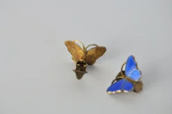 Pamono Vintage Norwegian Silver and Enamel Butterfly Ear Clips from Opro, Set of 2><noscript><img width=