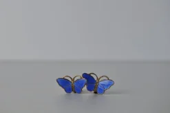 Pamono Vintage Norwegian Silver and Enamel Butterfly Ear Clips from Opro, Set of 2><noscript><img width=