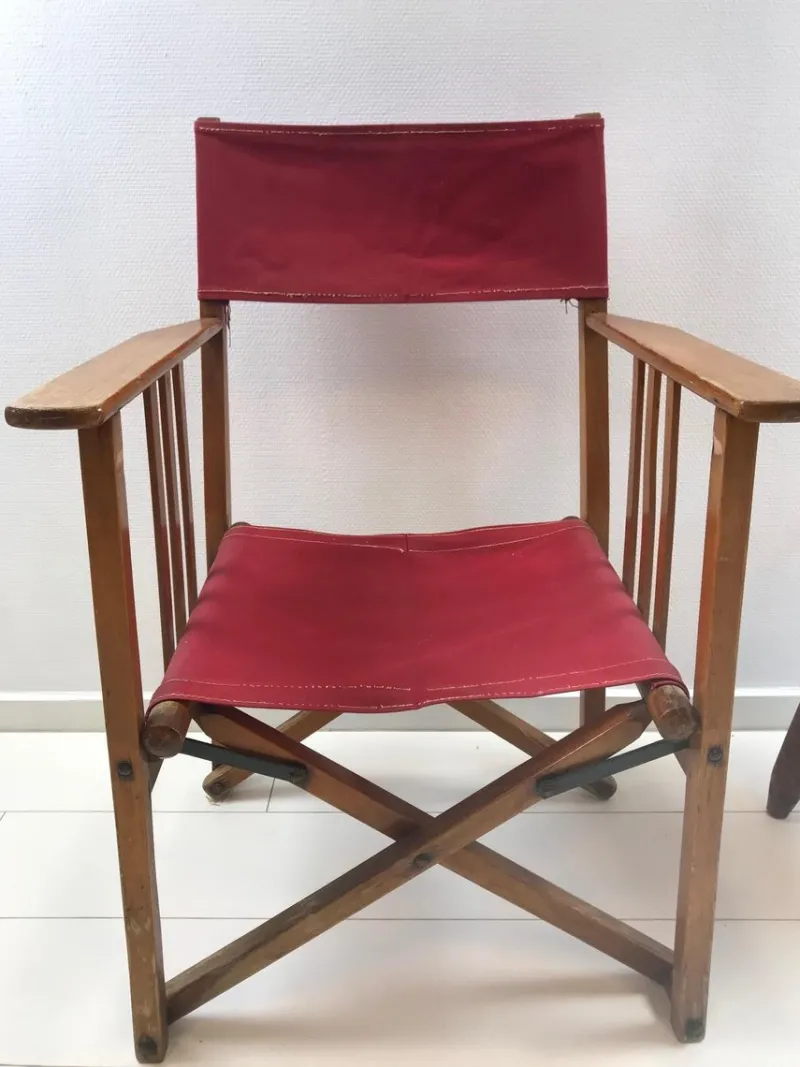 Outlet Pamono Vintage Oak & Canvas Folding Directors, Garden or Safari Chair, 1950s