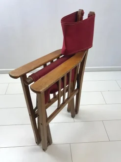 Outlet Pamono Vintage Oak & Canvas Folding Directors, Garden or Safari Chair, 1950s