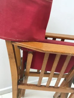 Outlet Pamono Vintage Oak & Canvas Folding Directors, Garden or Safari Chair, 1950s