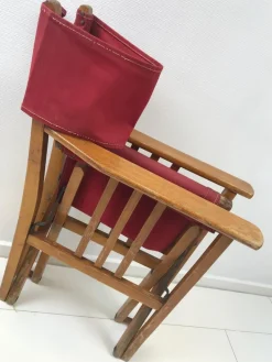Outlet Pamono Vintage Oak & Canvas Folding Directors, Garden or Safari Chair, 1950s
