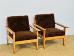 New Pamono Vintage Oak and Corduroy Modular Living Room Set by Afra & Tobia Scarpa, 1960s, Set of 5